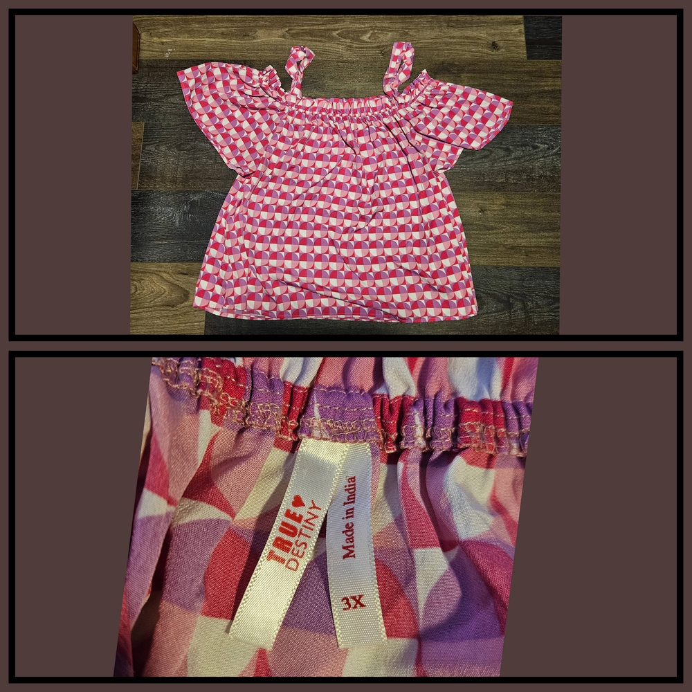 Holy Destiny Pink and Purple Off-Shoulder Top